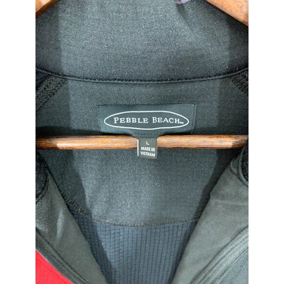 PEBBLE BEACH Large (L) Full Zip Black Red Golf Activewear Jacket Chest Pocket - Picture 4 of 12